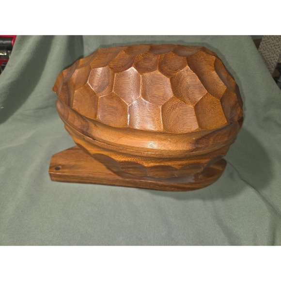 Unbranded Other - Vintage Hand Carved Wooden Walnut Shaped Nut Bowl with Mallet and Picks
